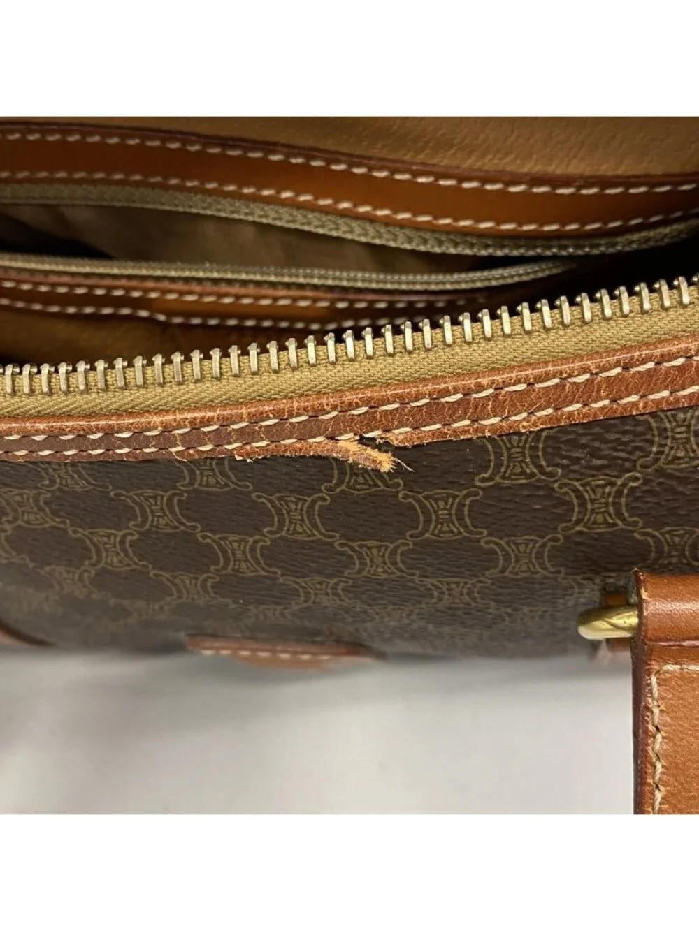 Celine Handbag Macadam Brown Gold